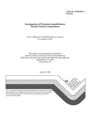 Investigations of plutonium immobilization into the vitreous compositions