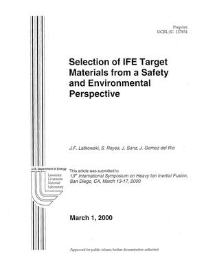 Selection of IFE target materials from a safety and environmental perspective