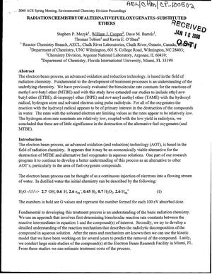 Radiation chemistry of alternative fuel oxygenates -- Substituted ethers