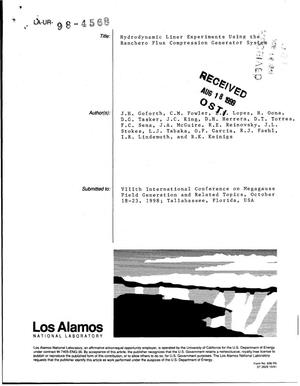 Hydrodynamic Liner Experiments Using the Ranchero Flux Compression Generator System