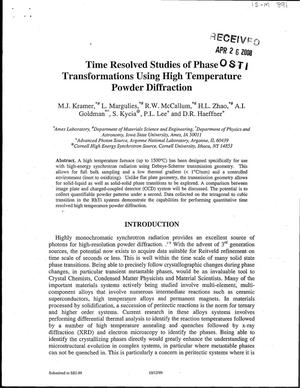 Time resolved studies of phase transformations using high temperature powder diffraction