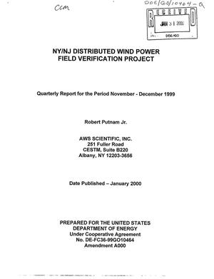 NY/NJ distributed wind power field verification project. Quarterly report for the period November - December 1999