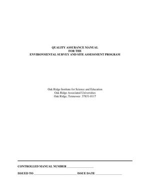 Quality assurance manual for the environmental survey and site assessment program, Oak Ridge Institute for Science and Education