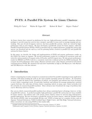 PVFS : a parallel file system for linux clusters