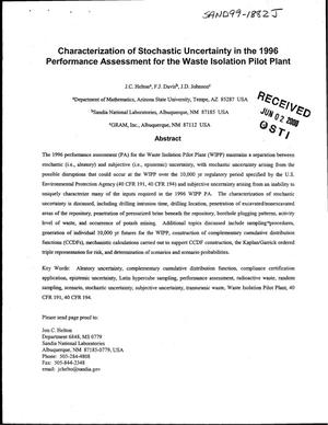 Characterization of stochastic uncertainty in the 1996 performance assessment for the Waste Isolation Pilot Plant