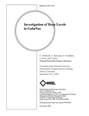 Investigation of Deep Levels in GaInNas