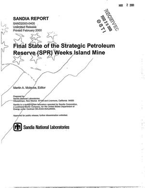 Final state of the Strategic Petroleum Reserve (SPR) Weeks Island Mine