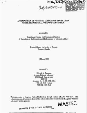 A comparison of national compliance legislation under the chemical weapons convention