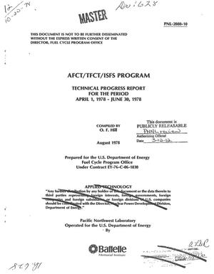 AFCT/TFCT/ISFS Program. Technical progress report for the period April 1, 1978--June 30, 1978