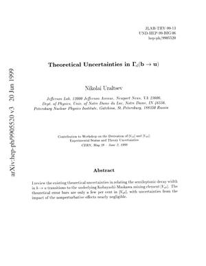 Theoretical uncertainties in {Gamma}{sub sl}(b {r_arrow} u)