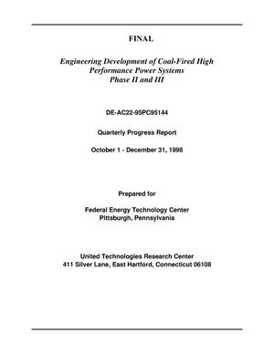 Engineering development of coal-fired high performance power systems, Phase II and III