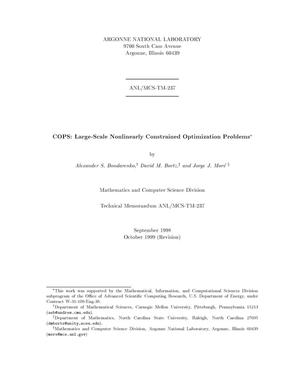 COPS: Large-scale nonlinearly constrained optimization problems