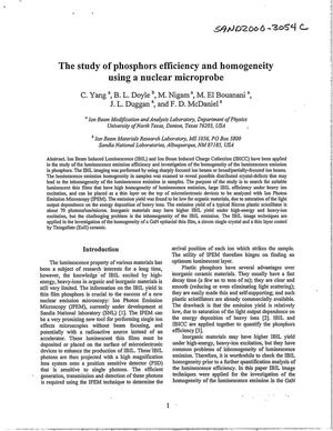 The Study of Phosphors Efficiency and Homogeneity using a Nuclear Microprobe