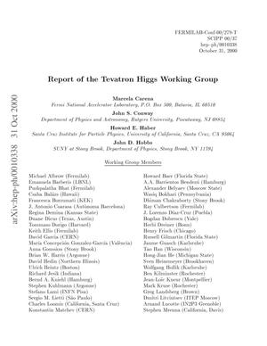 Report of the Tevatron Higgs working group.