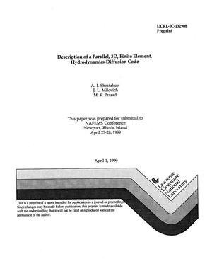 Description of a parallel, 3D, finite element, hydrodynamics-diffusion code
