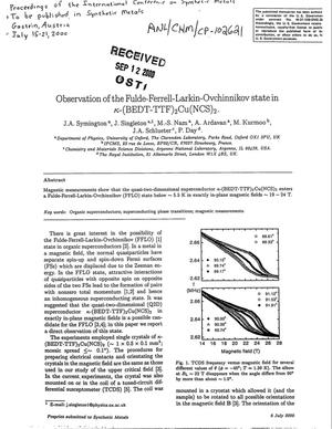 Observation of the Fulde-Ferrell-Larkin-Ovchinnikov state in {kappa}-(BEDT-TTF){sub 2}Cu(NCS){sub 2}