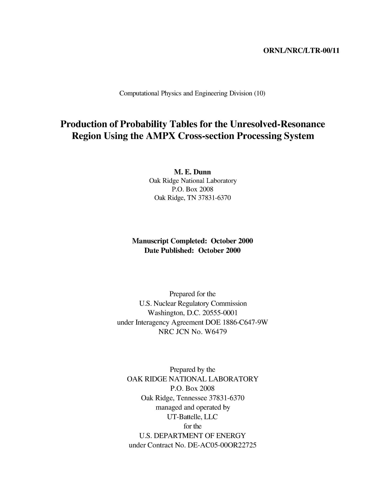 Production of Probability Tables for the Unresolved-Resonance Region Using the AMPX Cross-section Processing System
                                                
                                                    [Sequence #]: 3 of 50
                                                