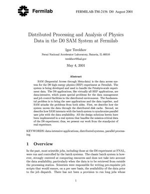 Distributed processing and analysis of physics data in the D0 SAM system at Fermilab