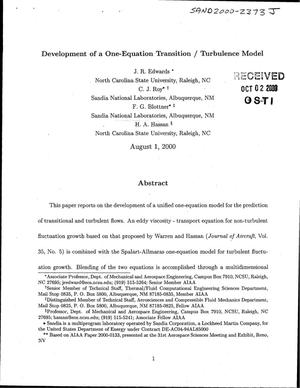 Development of a One-Equation Transition/Turbulence Model