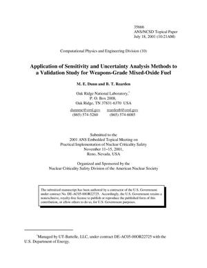 Application of Sensitivity and Uncertainty Analysis Methods to a Validation Study for Weapons-Grade Mixed-Oxide Fuel