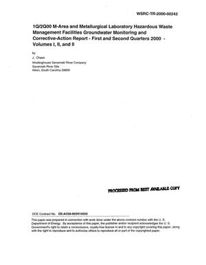 1Q/2Q00 M-Area and Metallurgical Laboratory Hazardous Waste Management Facilities Groundwater Monitoring and Corrective-Action Report - First and Second Quarters 2000 - Volumes I, II, and II