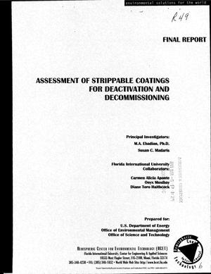 Assessment of Strippable Coatings for Deactivation and Decommissioning