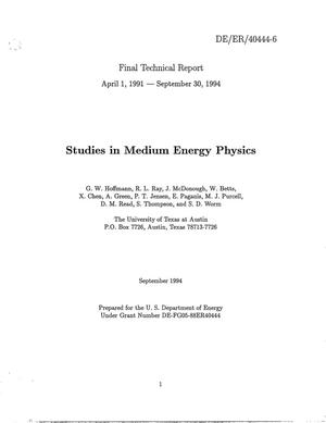 Studies in Medium Energy Physics. Final technical report