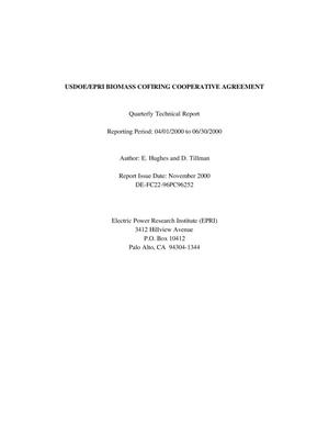 USDOE/EPRI BIOMASS COFIRING COOPERATIVE AGREEMENT