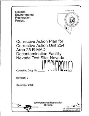 Corrective Action Plan for Corrective Action Unit 254: Area 25 R-MAD Decontamination Facility Nevada Test Site, Nevada