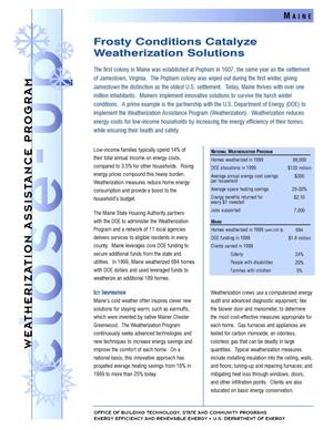 Frosty Conditions Catalyze Weatherization Solutions: Maine Weatherization Assistance Close-Up Fact Sheet