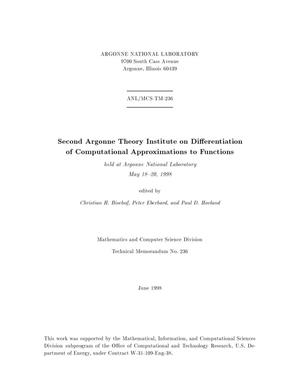 Second Argonne theory institute on differentiation of computational approximations of functions.