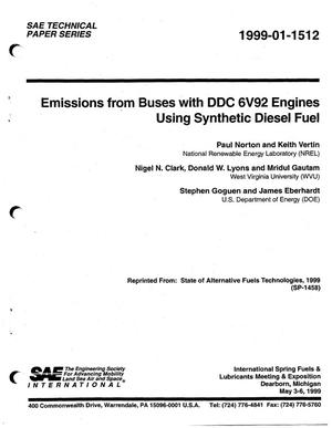 Emissions from Buses with DDC 6V92 Engines Using Synthetic Diesel Fuel