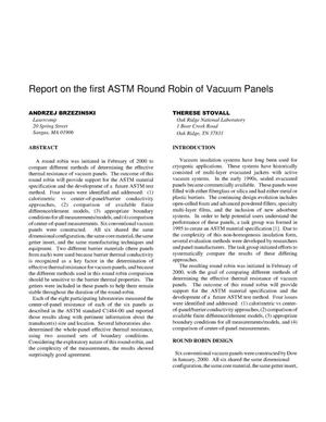 Report on the First ASTM Round Robin of Vacuum Panels