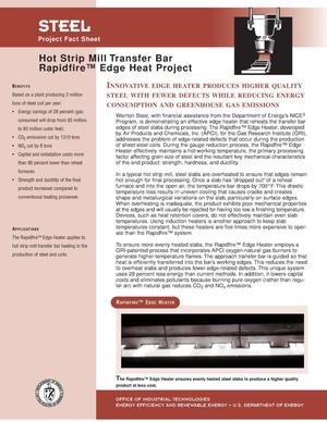 Hot Strip Mill Transfer Bar Rapidfire Edge Heat Project; NICE3 Steel Project Fact Sheet