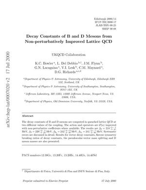 Decay Constants of B and D Mesons from Non-pertubatively Improved Lattice QCD