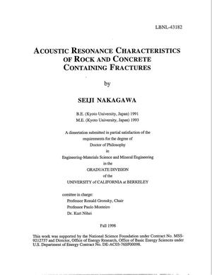 Acoustic Resonance Characteristics of Rock and Concrete Containing Fractures