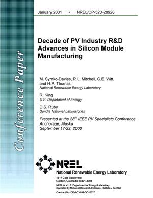 Decade of PV Industry R and D Advances in Silicon Module Manufacturing