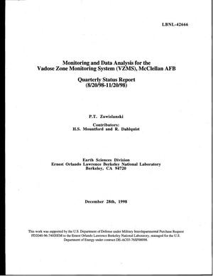 Monitoring and data analysis for the Vadose zone monitoring system (VZMS), McClellan AFB - Quarterly Status Report - 8/20/98 - 11/20/98