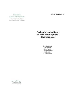 Further Investigations of NIST Water Sphere Discrepancies