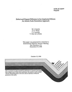 Defect and dopant diffusion in ion implanted silcon: an atomic scale simulation approach