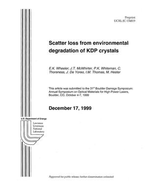 Scatter Loss From Environmental Degradation of KDP Crystals