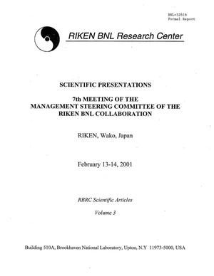 Scientific Presentation. 7th Meeting of the Management Steering Committee of the RIKEN BNL Collaboration.