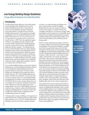 Low-Energy Building Design Guidelines: Energy-Efficient Design for New Federal Facilities