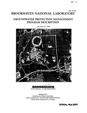 Primary view of object titled 'Brookhaven National Laboratory Groundwater Protection Management Program Description.'.