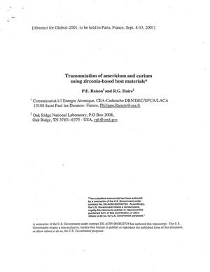 Transmutation of americium and curium using zirconia-based host materials