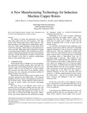 A New Manufacturing Technology for Induction Machine Copper Rotors