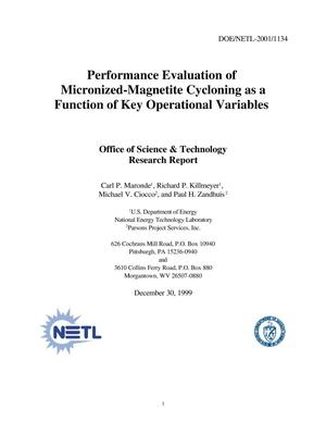 Performance Evaluation of Micronized-Magnetite Cycloning as a Function of Key Operational Variables, Research Report