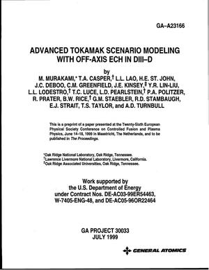 Advanced Tokamak Scenario Modeling with Off-Axix ECH in DIII-D