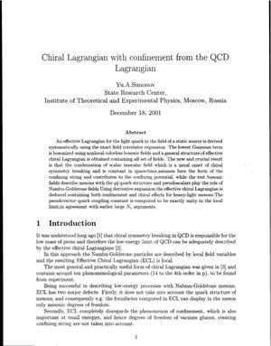 Chiral Langrangian with confinement from the QCD Langrangian