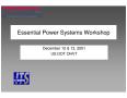 Presentation: Essential Power Systems Workshop - OEM Perspective